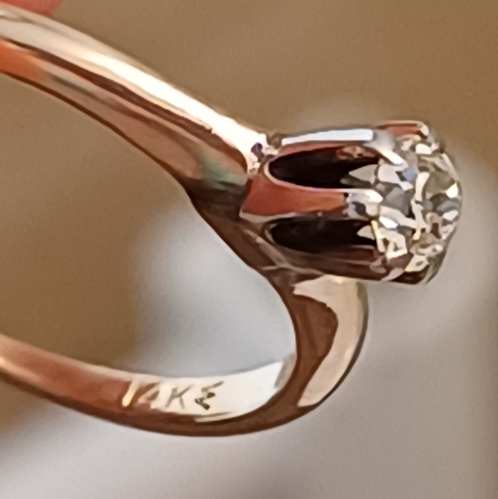 $$$ natural VS2 diamond solitaire ring 0.25 ct size 6 US 14k solid gold certif - Picture 9 of 11